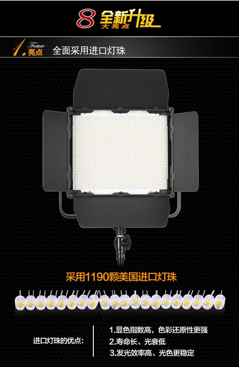 Tolifo圖立方GK-1190SB極光LED影視燈75W雙調(diào)光