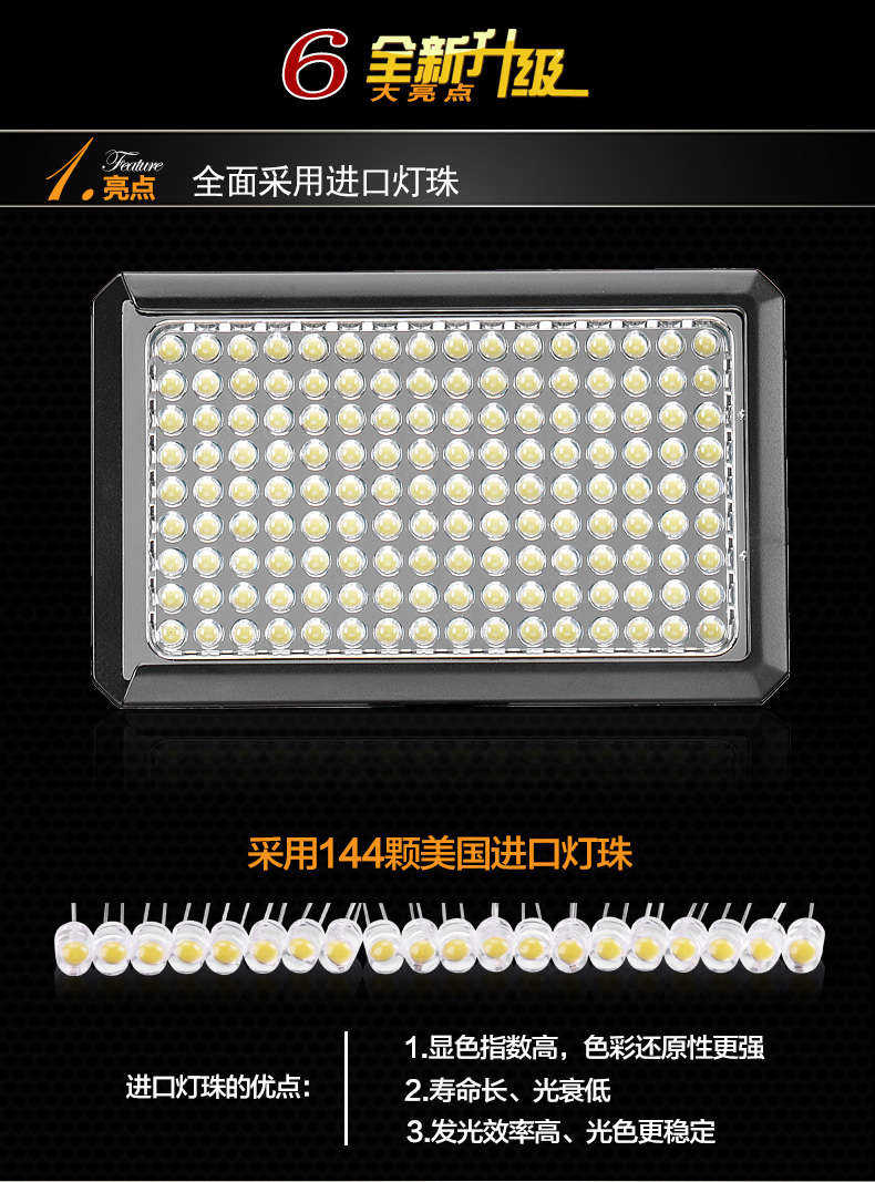 Tolifo圖立方PT-144S魅影LED機頂補光燈144顆燈珠